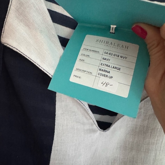 NWT Shiraleah Tunic Beach Coverup Boho Summer Top Resort Navy White Stripes XL - Picture 6 of 6